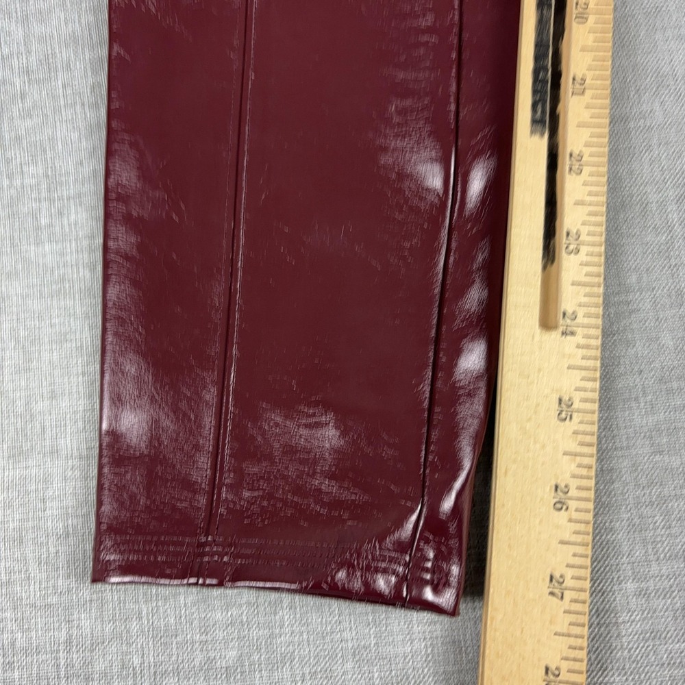 Spanx Faux Patent Leather Leggings Womens M Red Ruby High Rise Ankle Shaping - Picture 2 of 12
